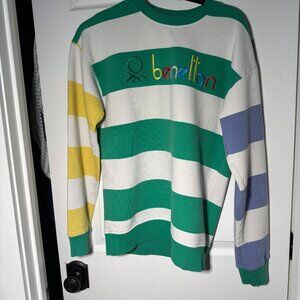 90s Bennetton Colorful Striped Sweatshirt - Size Small